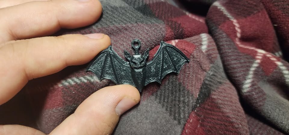 Black bat keychain, another view