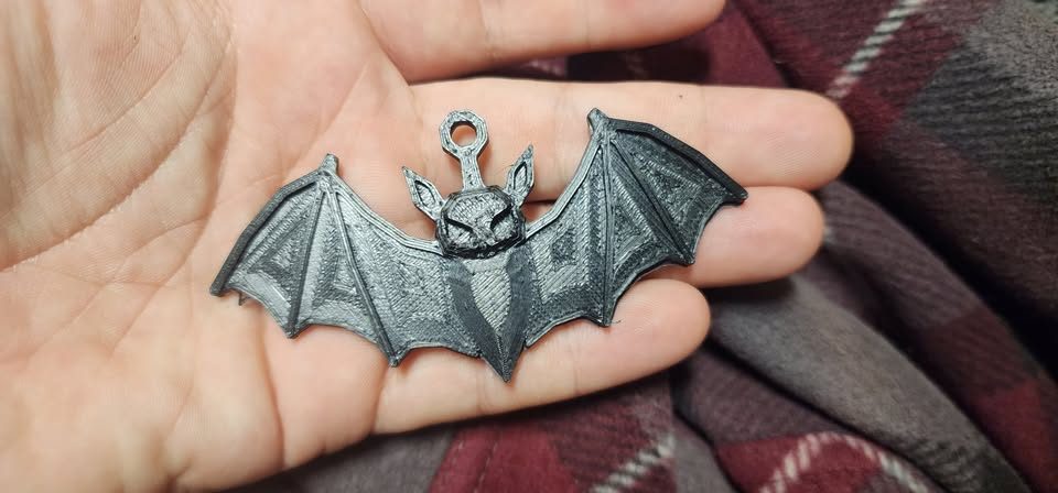 Black bat keychain, another view