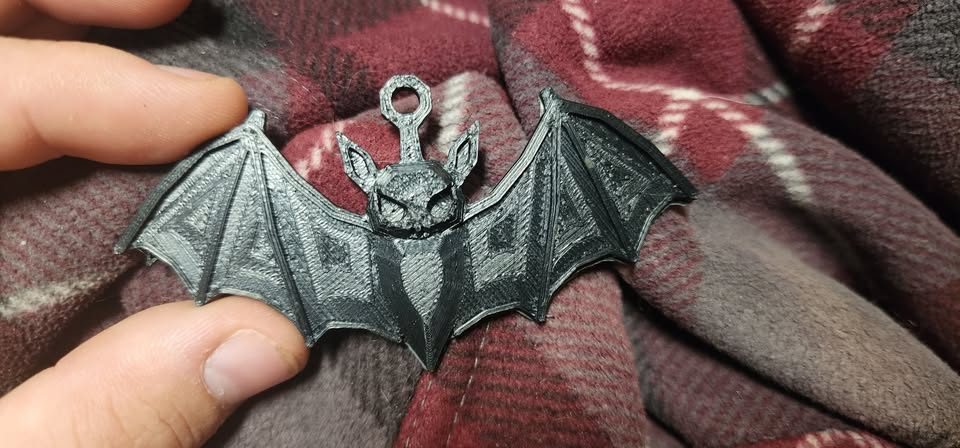 Black bat keychain, another view